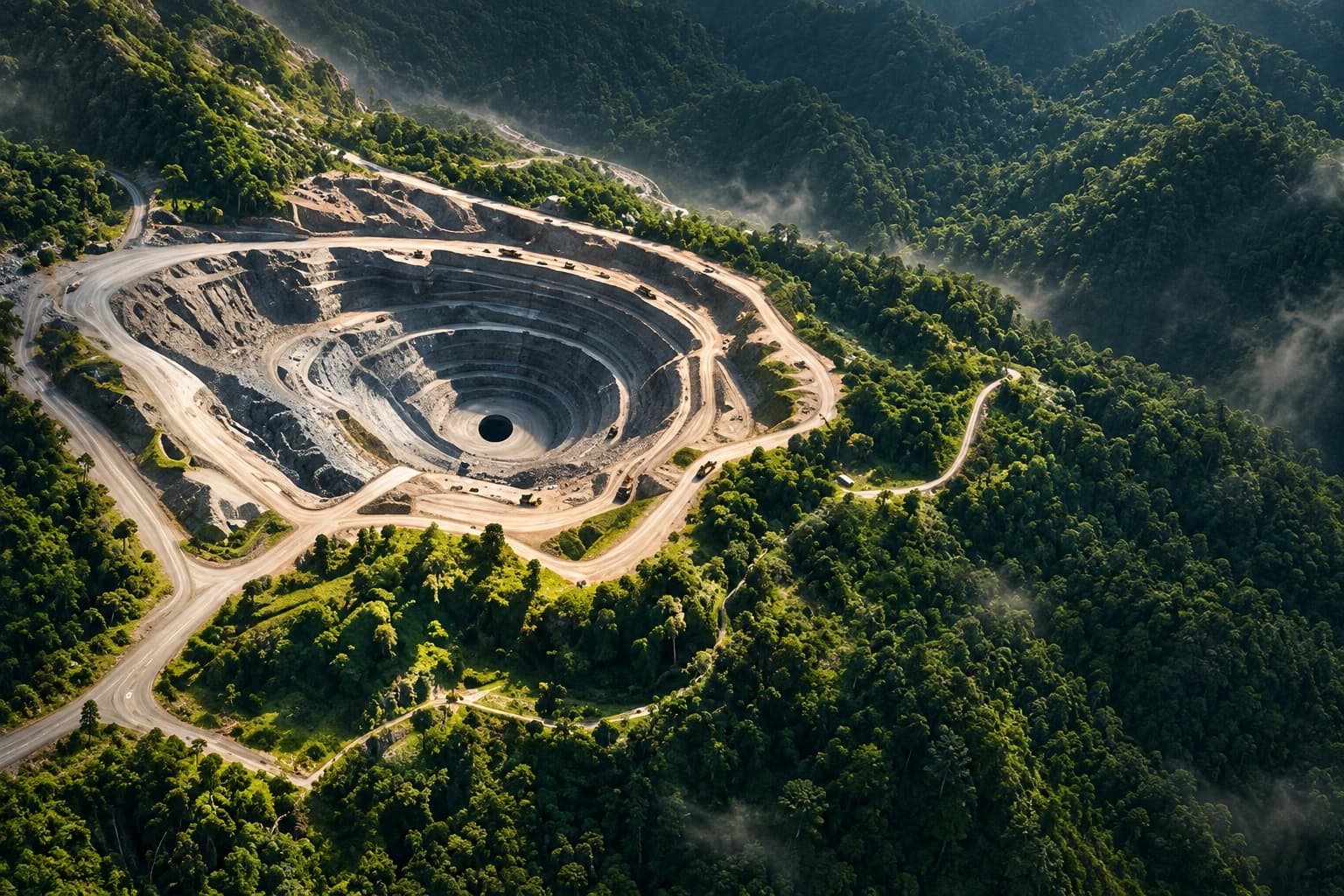 Open-pit mine aerial view