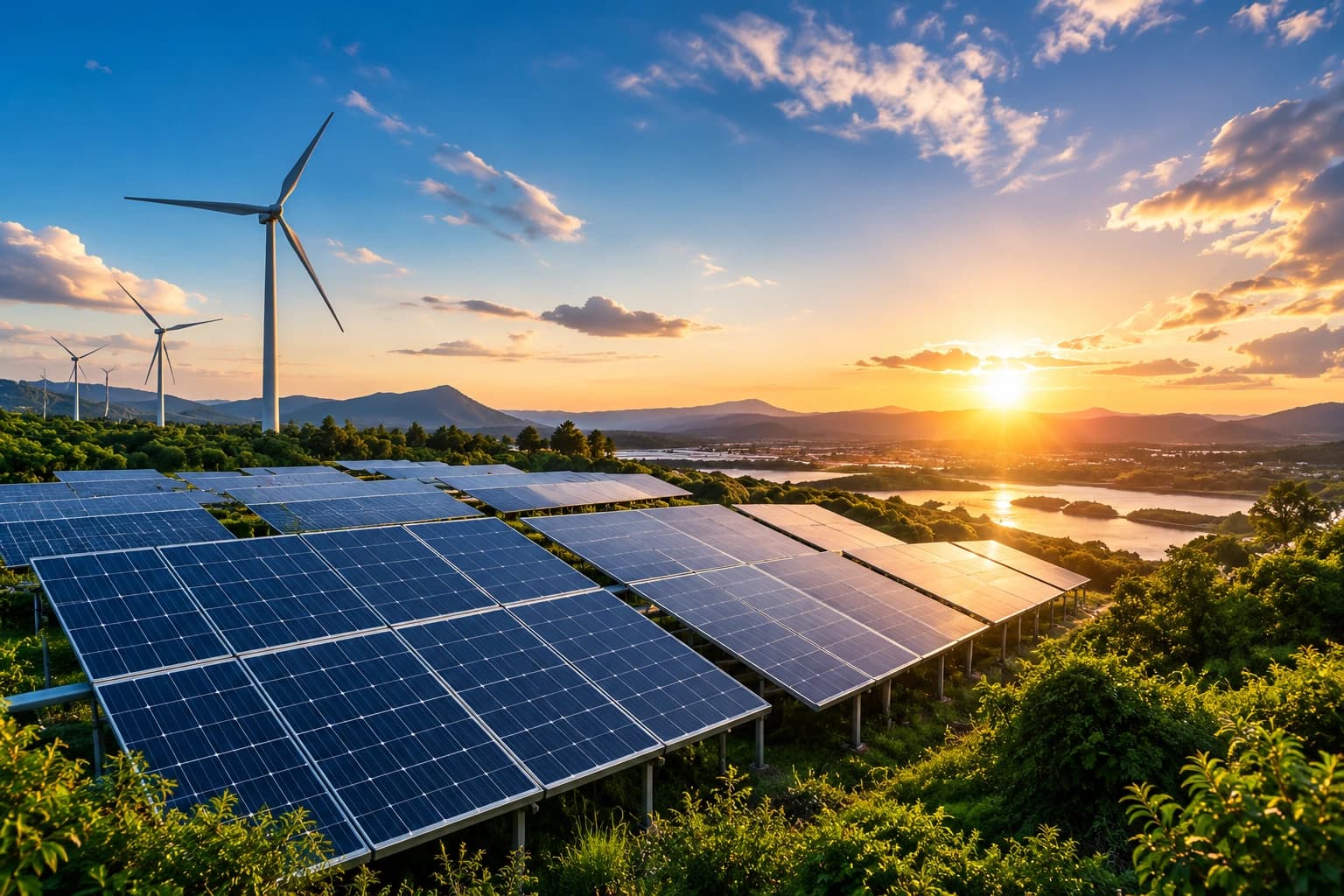 Solar panels and wind energy